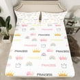 thumbnail image 2 of Homewish Princess Crown Full Size Sheets,Cute Cartoon Rainbow Bed Sheets,White Pink Sheet Sets For Girls,Luxury Bedroom Decor,4 Pieces, 2 of 7