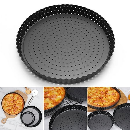 

Dreafly Pizza Pan with Holes & Removable Bottom Carbon Steel Non-Stick Baking Tray Crispy Crust Pizza Tray 5-inch Perforated Thickened Movable Bottom Baking
