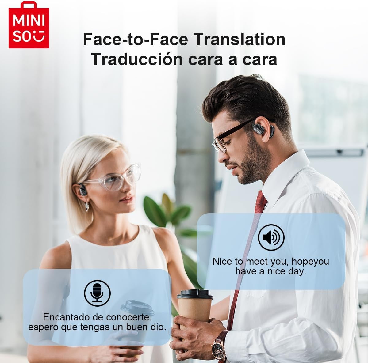 MINISO Translation Headphones Support 135 Languages Real Time Bluetooth 5.4 Translation