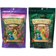 "LAFEBERS Nutri-Berries Parakeet, Cockatiel, Lovebird & Conure Food 2 Flavor Variety Bundle, (1) Each: Papaya Pineapple Mango, Cranberries Apricots Dates, 10 Ounces"
