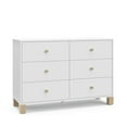 thumbnail image 3 of Storkcraft California 6 Drawer Nursery Wood Double Dresser, White with Driftwood, 3 of 14