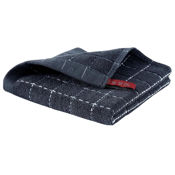 1 Pc Checkered Designed Cotton Terry Kitchen Dish Cloths Kitchen Towels and Dishcloths Soft Absorbent Quick Drying Kitchen Rags for Drying Dishes Multipurpose Kitchen Linens, 12"x12", Dark Gray