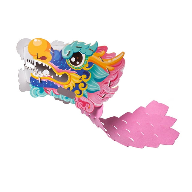 Paquete de material para hacer cabezas de dragón para niños, artesanía, regalo de cumpleaños, juguete de desarrollo para actividades del Dragon Boat F Rosa