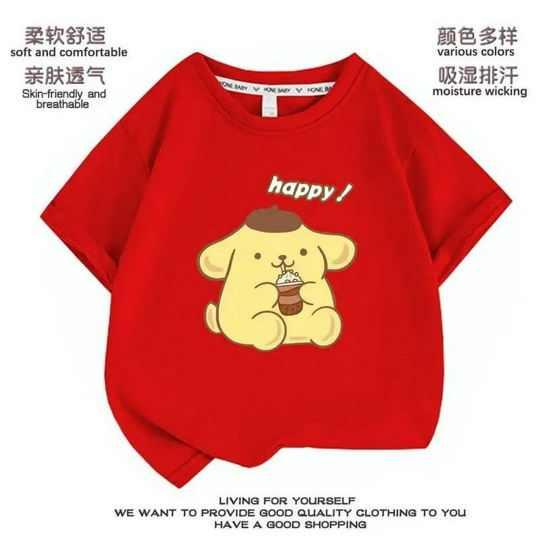 2024 Sanrio Cute Pompompurin Girls T-Shirt Kawaii Anime 2024 Sanrio Cute Pompompurin Girls T-Shirt Kawaii Anime