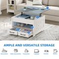 thumbnail image 4 of DEXTRUS Farmhouse Lift Top Coffee Table with Shelf and Drawers, Square Center Table for Living Room, Gray Wash, 4 of 8