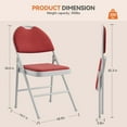thumbnail image 2 of Twister.CK Folding Chairs 2 Pack, Metal Foldable Chair with Cushion and Non-Slip Feet Pads, Linen Party Chairs, for Meeting Room, Dining Room, Dark Red, 2 of 7