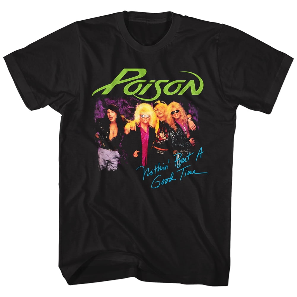 Poison Rock Band 1990 Flesh and Blood Tour Group Shot Adult T
