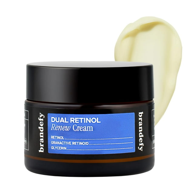 Brandefy Dual Retinol Renew Cream con 0,3% de retinol y 1% de retinoide granactivo Renew Retinol hidratante facial para arrugas y líneas finas fabricado en los EE. UU. Adecuado para todo tipo de piel