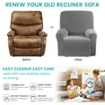 thumbnail image 6 of TOPCHANCES 6 Piece Velvet Recliner Cover for 2 Cushion Reclining Loveseat, Stretch Recliner Sofa Slipcover with Side Pocket, Silver Gray, 6 of 8