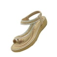thumbnail image 2 of CEHVOM Summer 2021 Bohemian Wind Rhinestone Large Size Comfortable Ladies Flat Sandals, 2 of 6