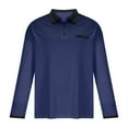 thumbnail image 3 of Penkiiy Golf T-Shirts for Men Color Block Striped Lapel Long Sleeve Tees Fashion Wicking Tennis Sweatshirt Tops with Button 3XL Purple, 3 of 5
