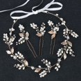 thumbnail image 2 of Mode Feuille d'Or Mariée Mariée Mariée Cheveux Tête Bling Strass Épingles à Cheveux avec Coiffe de Perle Blanche Bandeau Ensemble, 2 of 2