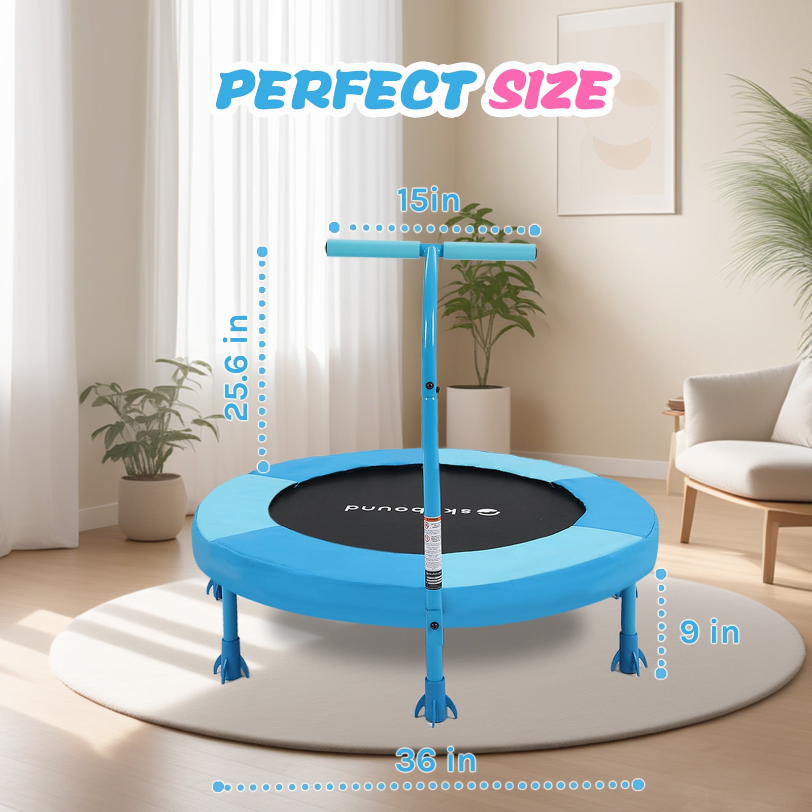 SkyBound 36 Inch Trampoline for Kids, toddler trampoline with handlebar for Age 3 +, indoor mini trampoline for kid, Ideal Gift for Boys and Girls