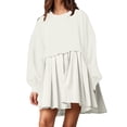 thumbnail image 1 of Robe Chandail en Molleton Oversize pour Femmes, Robes d'Été pour le Travail, Manches Longues, Col Rond, Chandail Maxi, Hauts Décontractés, Mini, 1 of 6