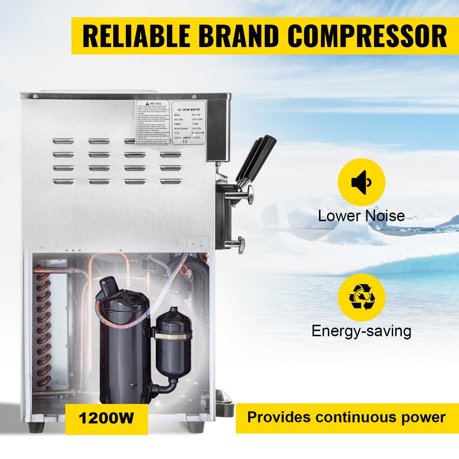 SHENGJINSH 3 Flavors Commercial Ice Cream Machine, 18L/H Yield, Ice Cream Maker with LED Display Screen 1200W