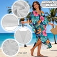thumbnail image 6 of DISNIMO Kaftan Dresses for Women Monstera Hibiscus Print Plus Size V-neck Beach Cover Up Batwing Sleeve Caftan Dress Long Summer Beach Dress Swimsuit Coverup, 6 of 6