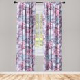 thumbnail image 3 of Ambesonne Tropical Curtains, Exotic Colorful Botanical, Pair of 28"x95", Dark Turquoise Pale Pink, 3 of 5