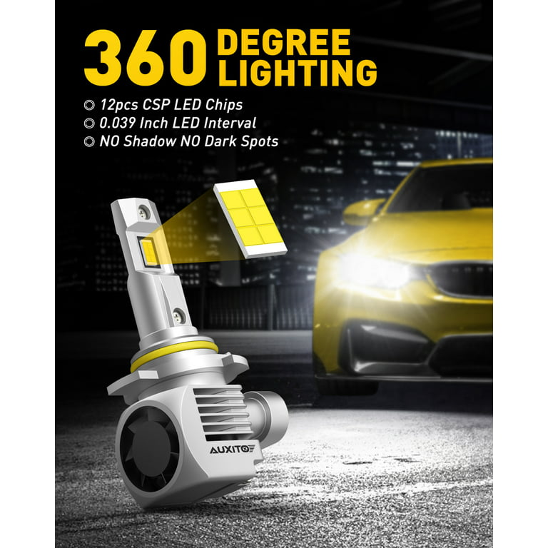 2pcs T12 9012 HIR2 LED Headlight Bulbs 50W Super Bright 6000K Cool