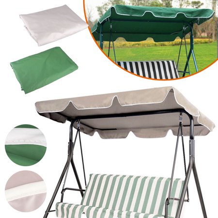Patio Outdoor Garden Swing Canopy Replacement, 66 x 45inch UV30+ Resistant Waterproof Polyester Top Cover for Porch Bench Swing Chair Seat, with 4 Strengthened Corner Pockets(Green/Khaki)