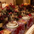 thumbnail image 2 of Red Christmas Table Runner, Floral Pine Leaf Xmas Balls Cotton Linen Tablecloth Holiday Farmhouse Table Decor for Home,Kitchen,Dining Room,Indoor,Outdoor,Small 13X36 Inches White Winter Holidays, 2 of 7