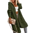 thumbnail image 2 of Langwyqu Solid Color Autumn Winter Open Front Casual Loose Hooded Cardigan Hooded Outerwear, 2 of 5