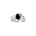 thumbnail image 1 of RYLOS Rings for Women 14K White Gold Ring Oval 9X7MM Gemstone &  Diamonds Classic Design October Cabochon Onyx Jewelry for Women Size 5, 1 of 7