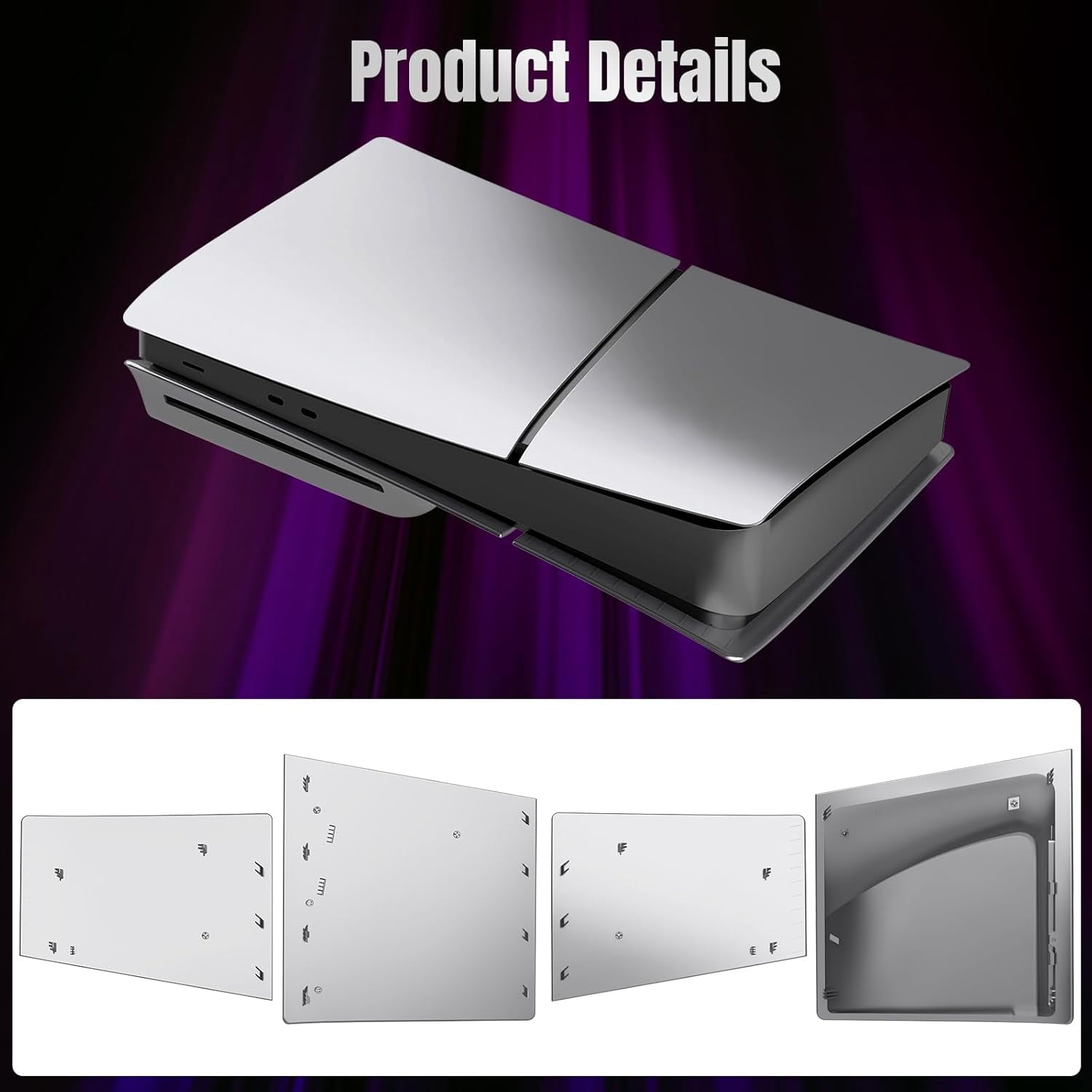Slim Disc Edition Cover Plates for PS5 Slim Console, Shell Panels Compatible with PlayStation 5 Slim Accessories Protective Replacement Faceplate (Silver)
