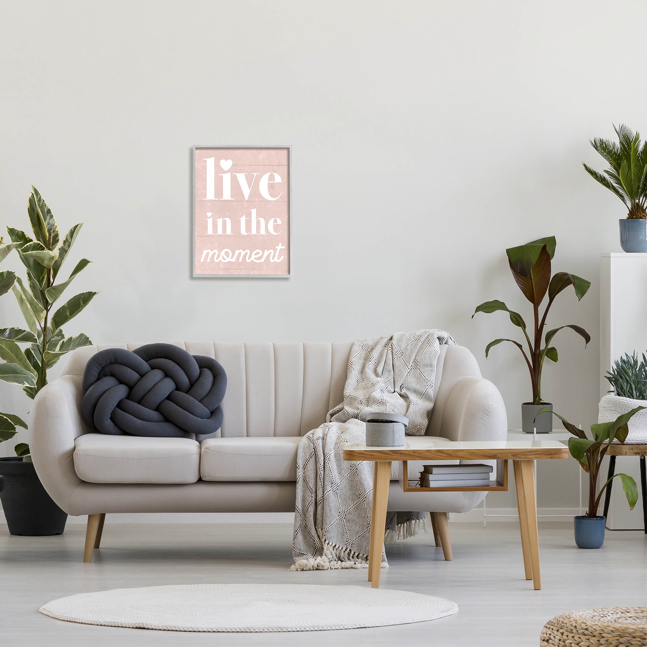 Stupell Industries Live In The Moment Phrase Graphic Art Gray Framed Art Print Wall Art, Design by Lil' Rue