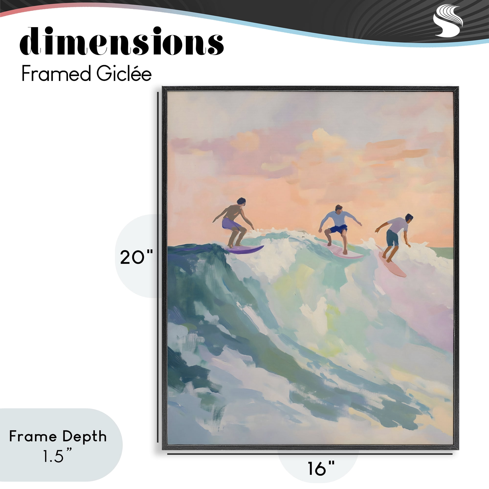 Stupell Industries Group of Surfers at Sunset Black Framed Giclee Art, design by The Prints Vibe