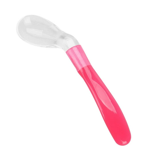 2 Pcs Silicone Safe Spoon Feeding Tableware Infant Tableware Bending and Spoon (1 Pcs Red + 1 Pcs Yellow)