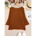thumbnail image 2 of Plus Size Casual Sweater Women's Solid Long Sleeve Cold One Shoulder Split Pullover, 2 of 10