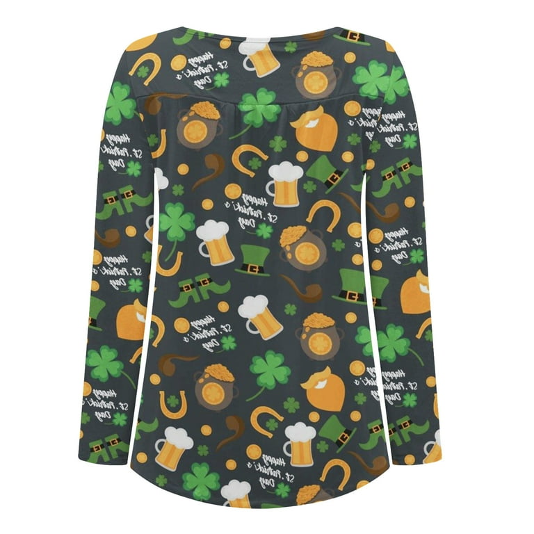 Green Long Sleeve Shirt Women Sales Today Clearance Leprechaun Costume  Spring Blouses for Women 2023 St Patricks Day Garden Flag Shirt