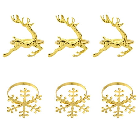 

6 Pcs Beautiful Unique Napkin Decorations Elegant Napkin Clasps (Golden)