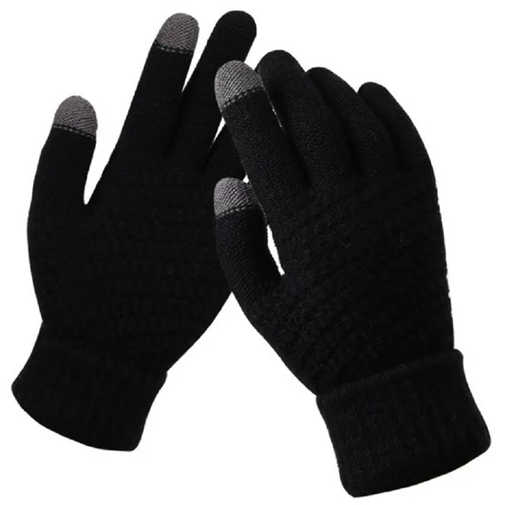 2 Pairs Women Touchscreen Gloves Winter Warm Fleece Lined Knit Gloves Elastic Cuff Winter Texting Gloves Gifts