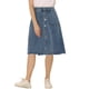 thumbnail image 1 of Falda Vaquera Midi con botones y dobladillo sin rematar Gris Azul L Allegra K, 1 of 6