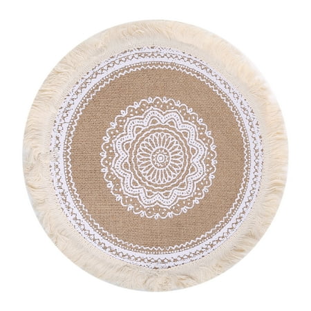 

FAIOIN Mandala Round Placemat Boho Woven Macrame Tassels Table Mat Cup Plate Coaster