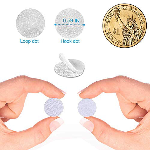 500pcs 250 Pairs White Strong Adhesive Interlocking Coins Tapes Sticky Back Coins in 20mm Diameter Hook & Loop Self Adhesive Dots Tapes
