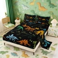 thumbnail image 2 of Erosebridal Colorful Dinosaur Full Size Sheets for Kids, Black Bed Sheets, 4pcs (1 Flat Sheet, 1 Fitted Sheet and 2 Pillowcases), 2 of 6