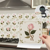 25 Pcs Tiles Decals Pink Flowers Tile Stickers Self adhesive Waterproof Removable Kitchen Backsplash Walls Decor Bathroom Vinyl Peel and Stick