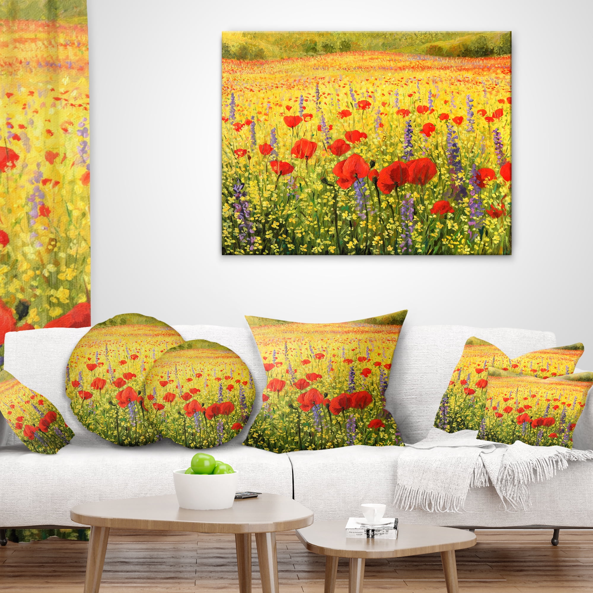 Designart Sea of Blossom - Landscape Printed Throw Pillow - 12x20
