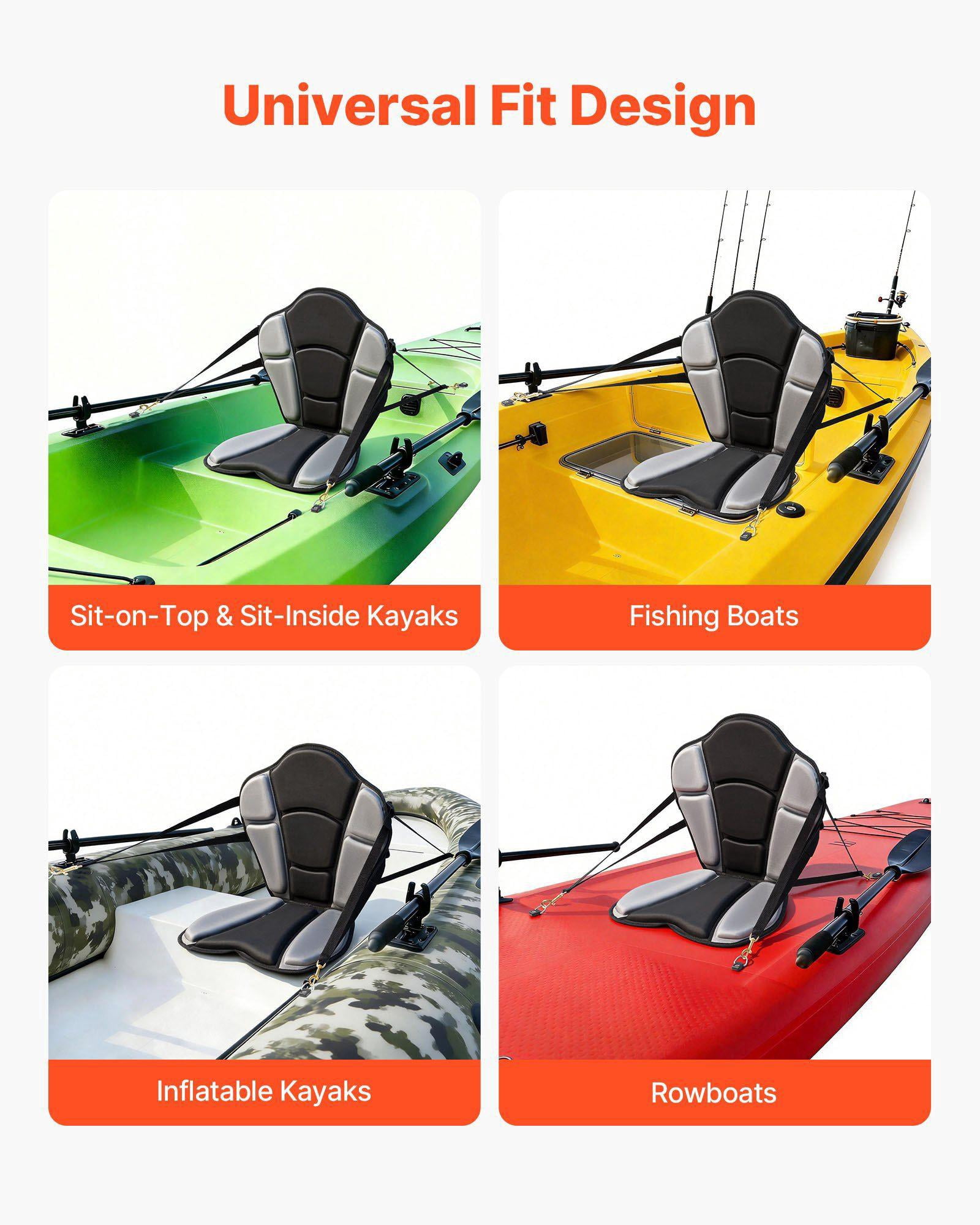 Universal 1 Inch Thick Kayak Seat with Back Support Adjustable Straps Storage Bag for SUP Fishing Boat Inflatable Kayak Rowboat