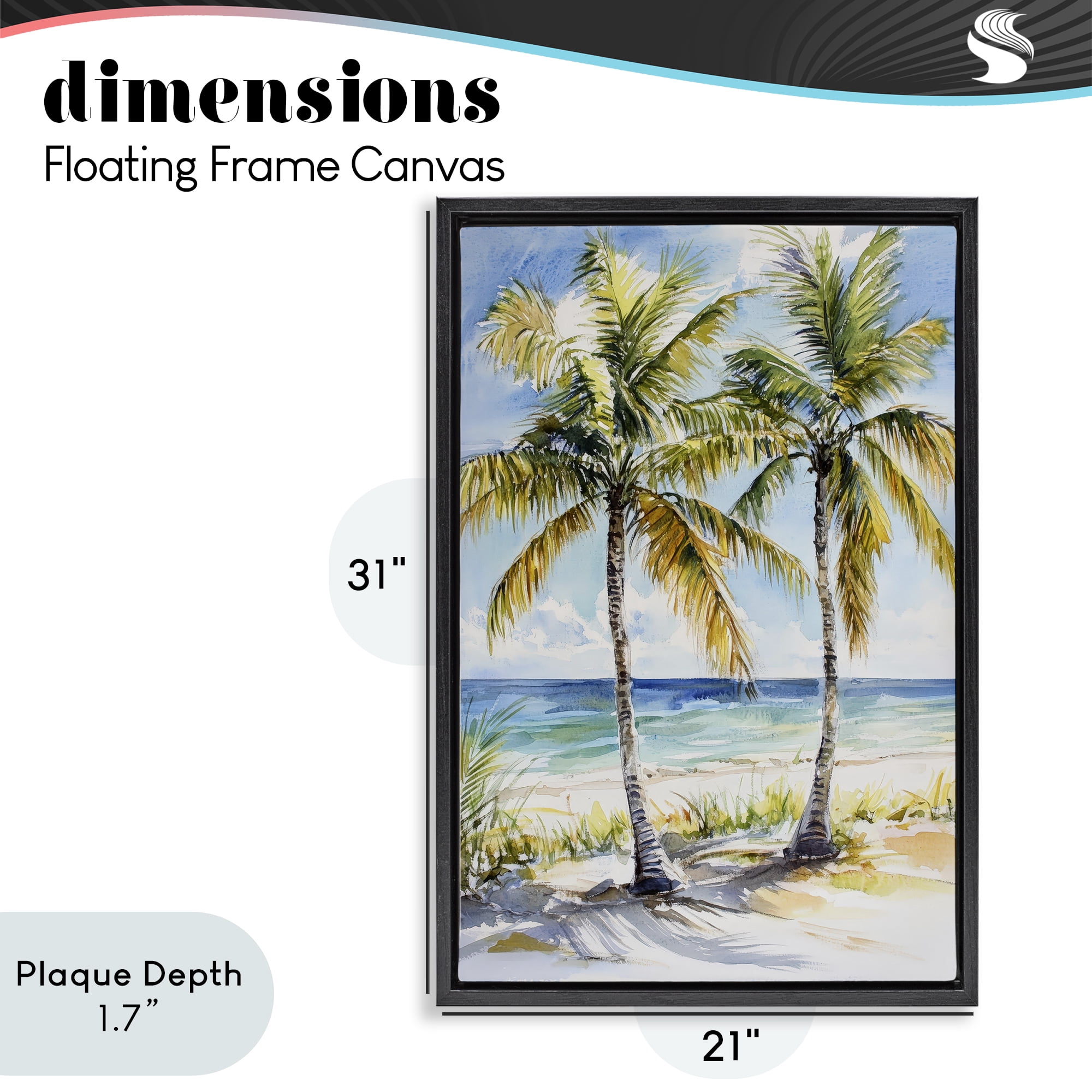 Stupell Industries Sandy Palms Duo Ocean View Black Framed Floater Canvas Wall Art, design by Petal Prints Design