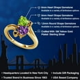 thumbnail image 2 of Gem Stone King 18K Yellow Gold Plated Silver Green Peridot Purple Amethyst and Black Diamond Ring for Women (1.51 Cttw, Heart Shape 6MM, Gemstone August Birthstone, Size 8), 2 of 6