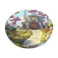 thumbnail image 3 of Picia Dreamy Mushroom House pattern Round Stool Covers Comfy Seat Covers Stretch Removable WashableChair Slipcover Round Bar Chair Cushion Cover-12 inch, 3 of 7
