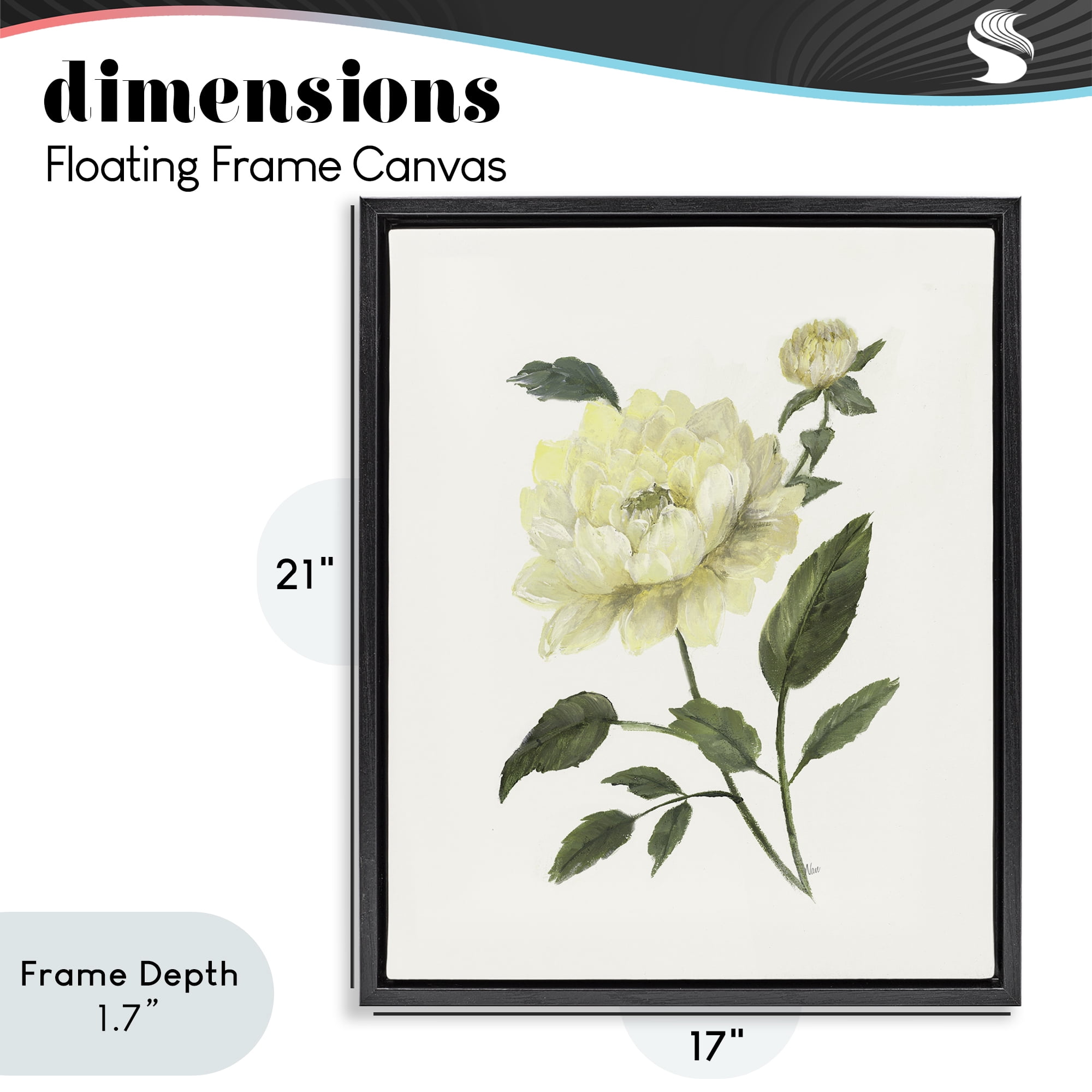Stupell Industries Cream Garden Peony with Buds Black Framed Floater Canvas Wall Art, design by Nan