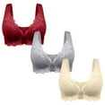thumbnail image 1 of Timegard Bras for Women 3pc Seamless Plus Size Front Closure Smoothing Breathable Comfy Lace Bras, 1 of 7