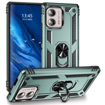 Feishell Hybrid Armor Case for Motorola Moto Edge 2023,Military Grade Shockproof 360 Rotatable Metal Ring Holder Kickstand Support Magnetic Car Mount Dual Layer Protective Phone Cover,Darkgreen