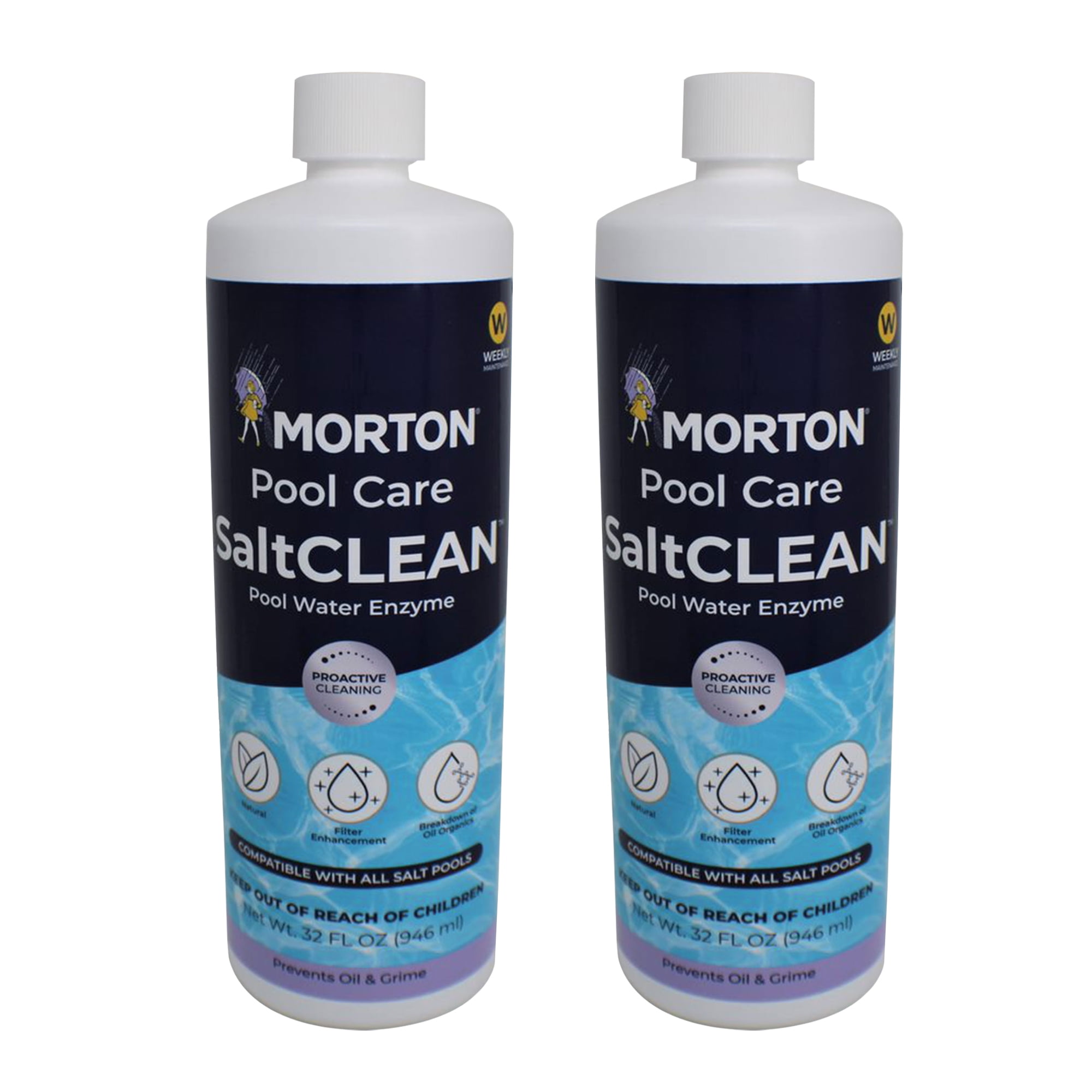 Morton Pool Care SaltCLEAN Salt Water Swimming Pool Enzyme, 32 Oz, 2