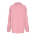 thumbnail image 5 of larppty Womens V Neck Polo Shirts Long Sleeve Collared Tops Fall Loose Golf Casual Tunic Blouses (Pink, 3XL), 5 of 5