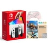 2021 New Nintendo Switch OLED Model White Joy Con 64GB Console Improved HD Screen & LAN-Port Dock with Animal Crossing: New Horizons And Mytrix Wireless Switch Pro Controller and Accessories